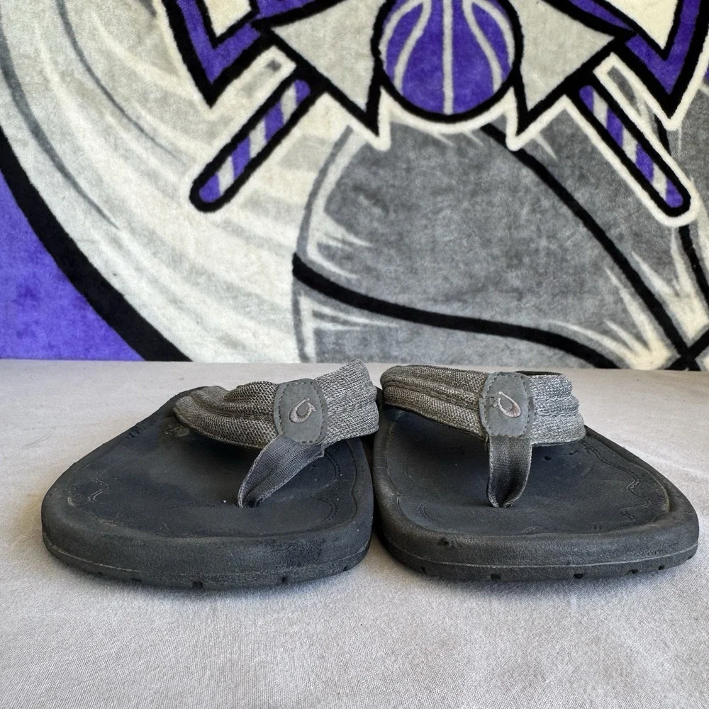 Size 13 - OluKai Hokua Mesh Flip Flops Gray Sandals Men's